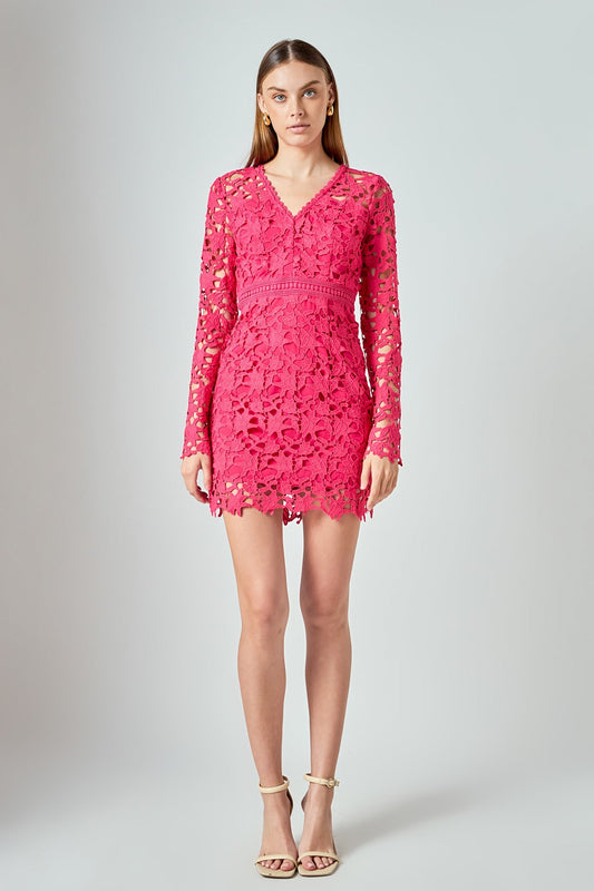 Long Sleeve Lace Mini Dress
