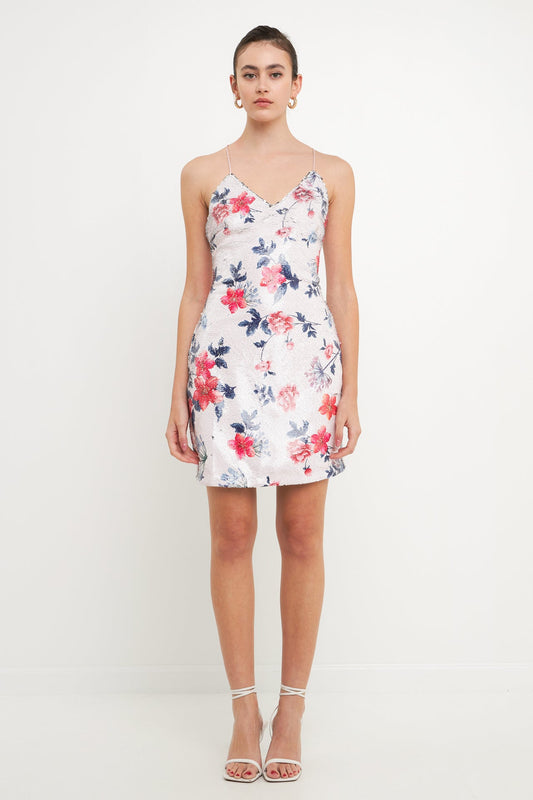 Floral Sequin Strappy Dress