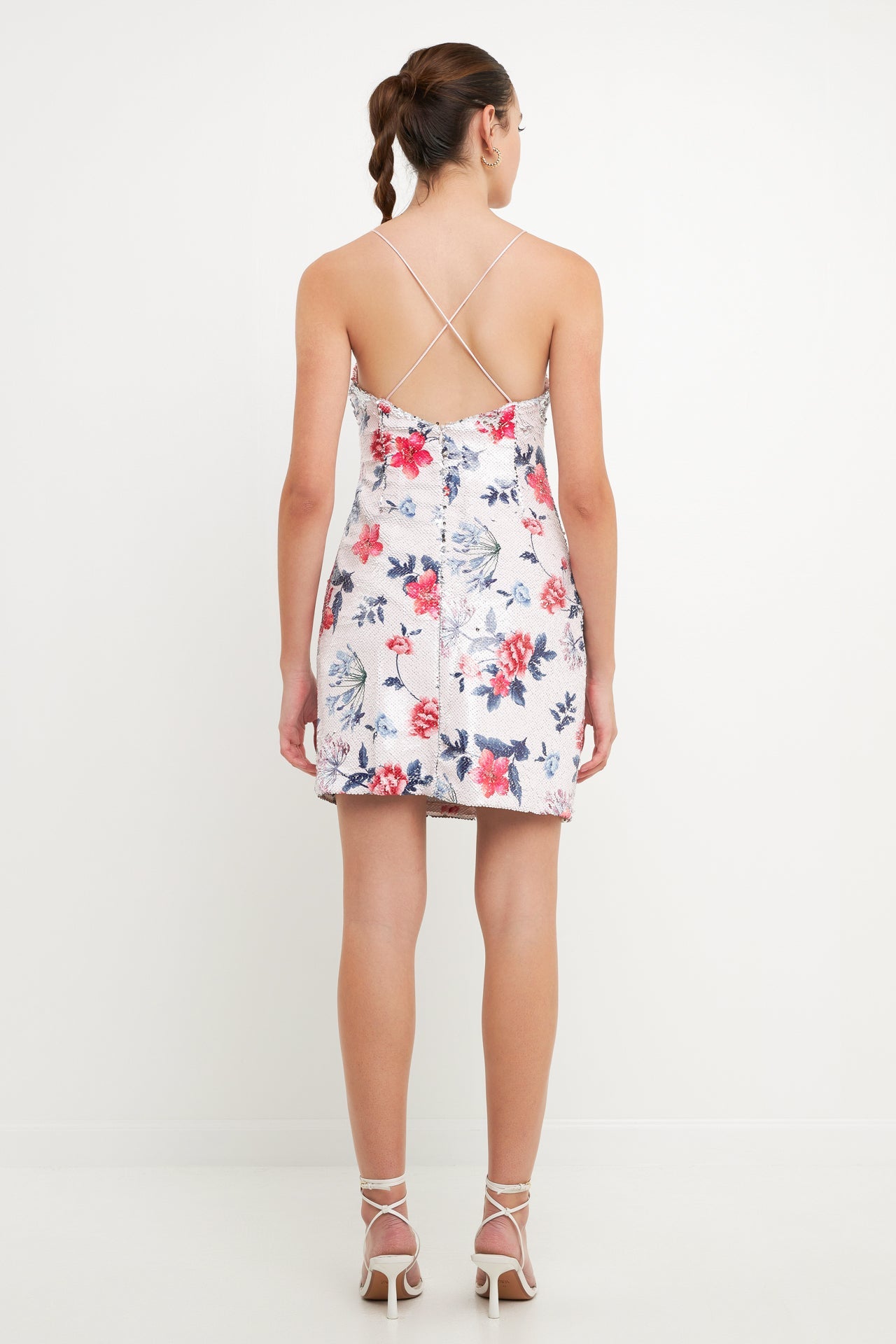 Floral Sequin Strappy Dress