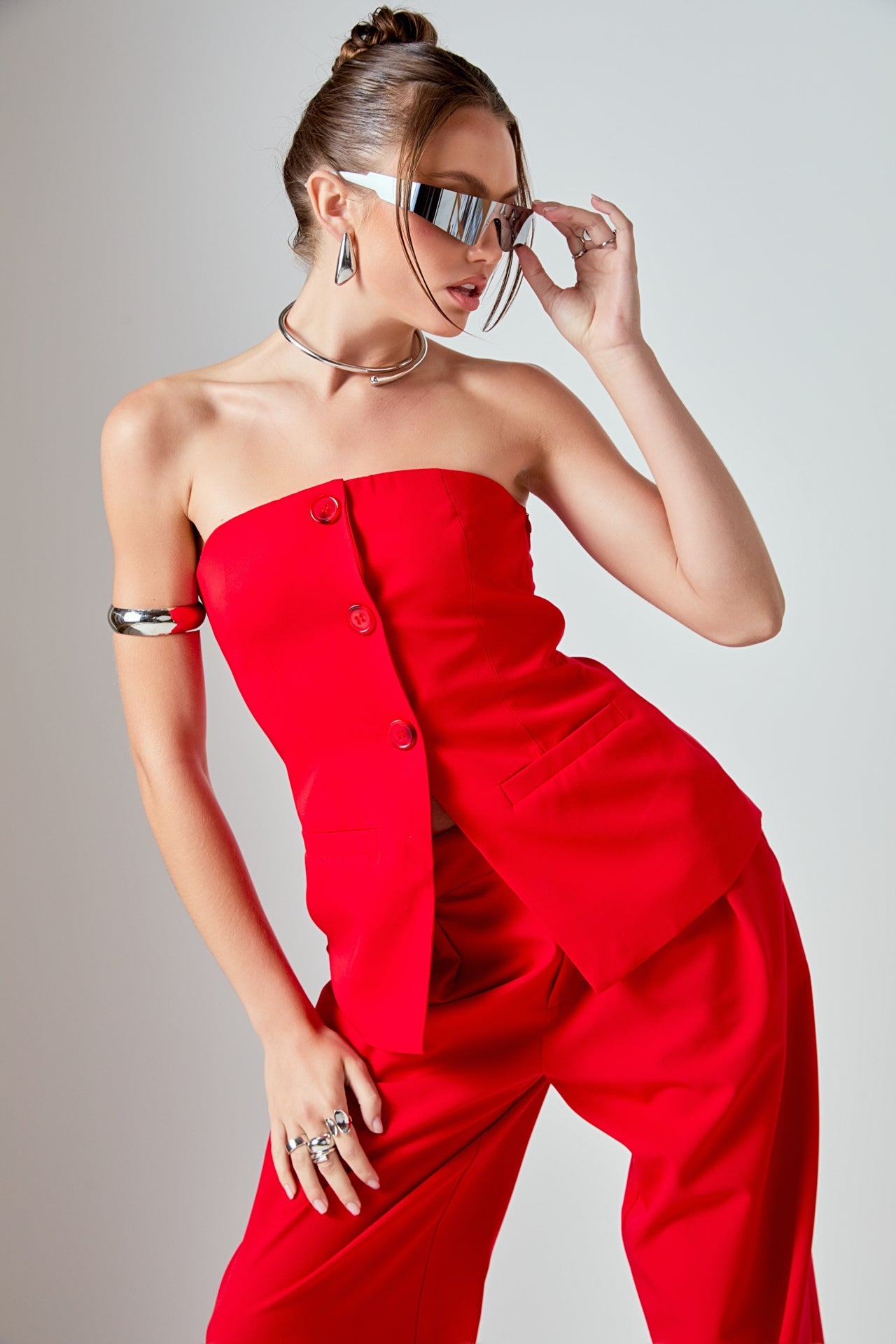 Mid Rise Pleated Wide leg Trousers