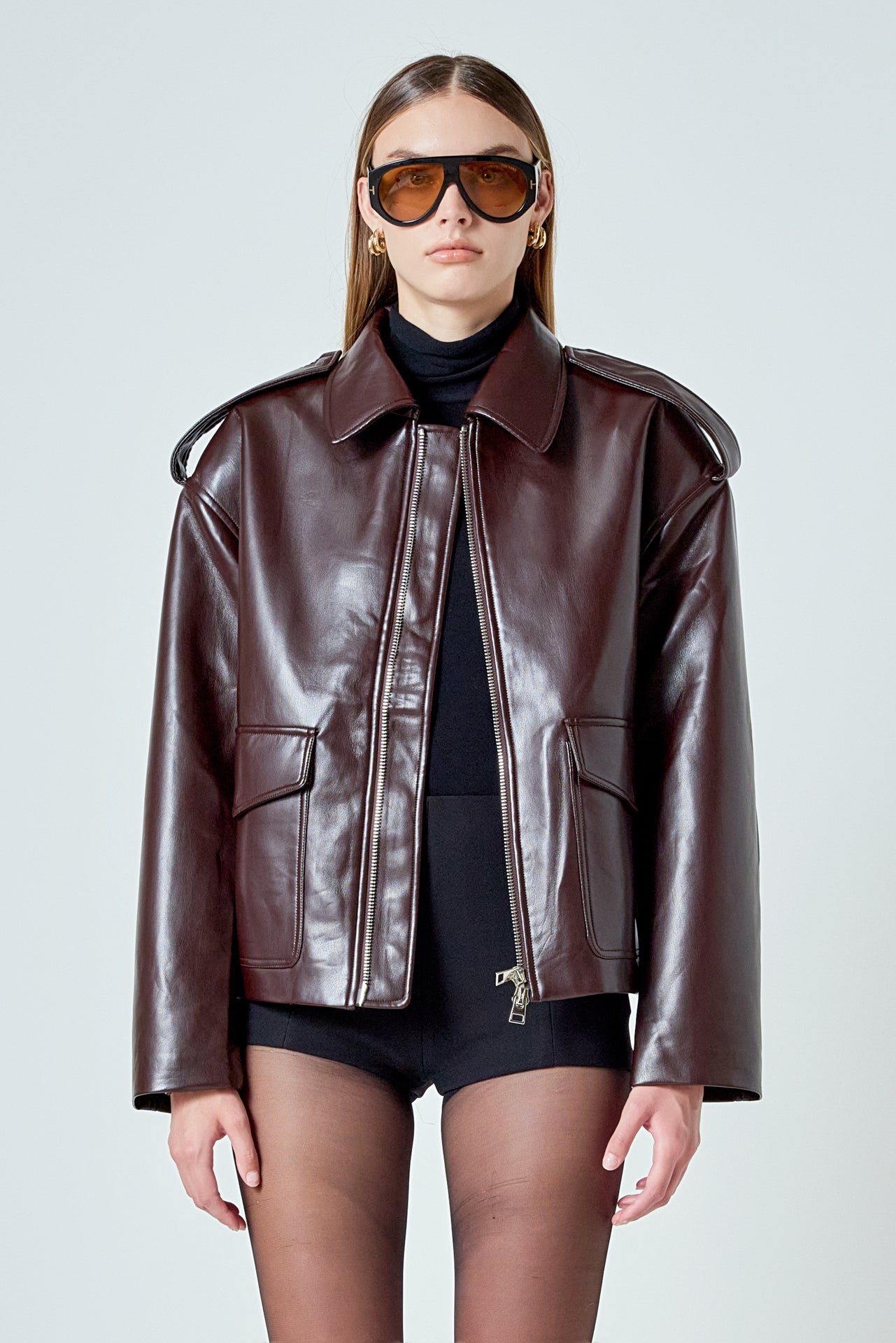Vegan Leather Oversized Jacket