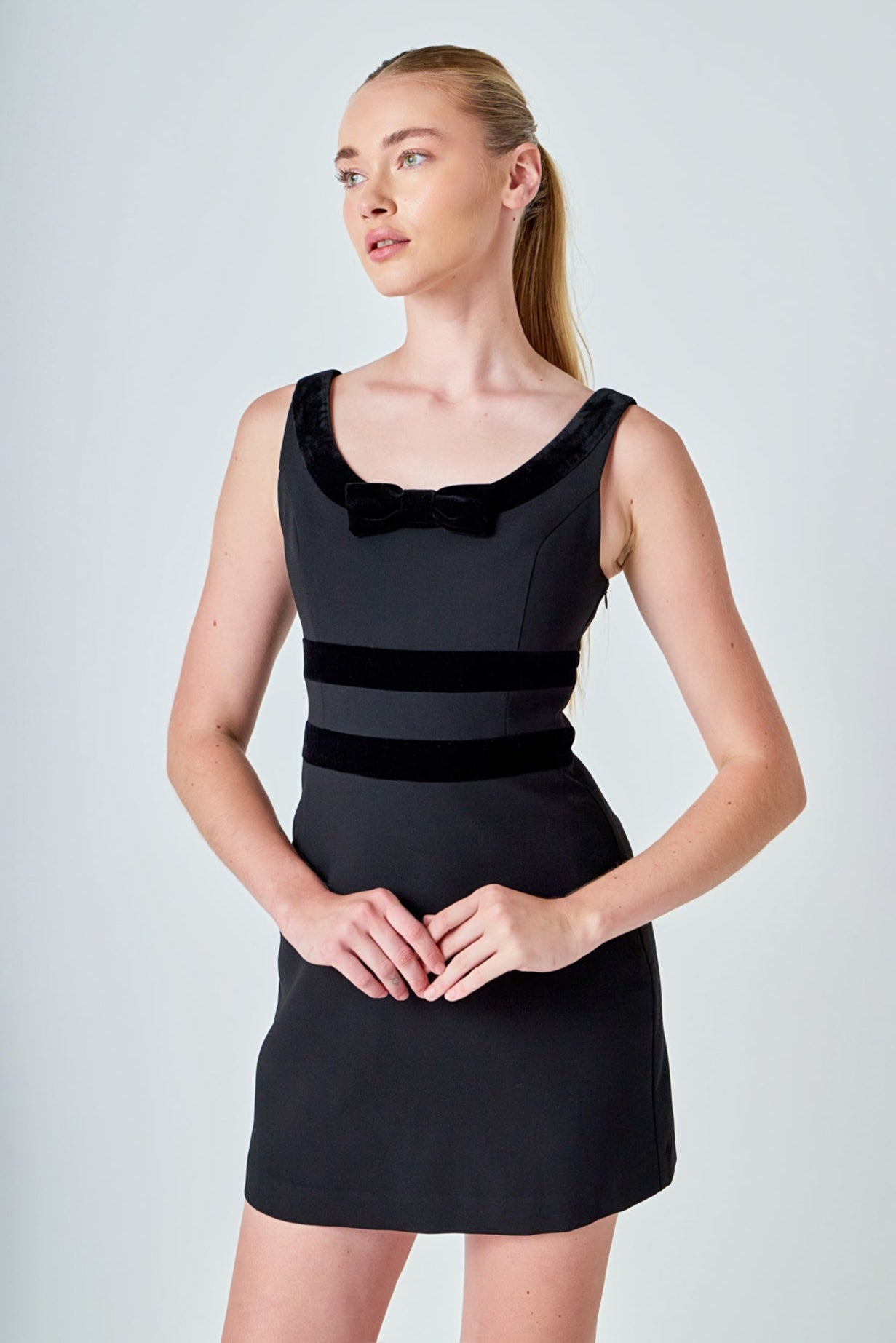 Velvet Bow Mini Dress