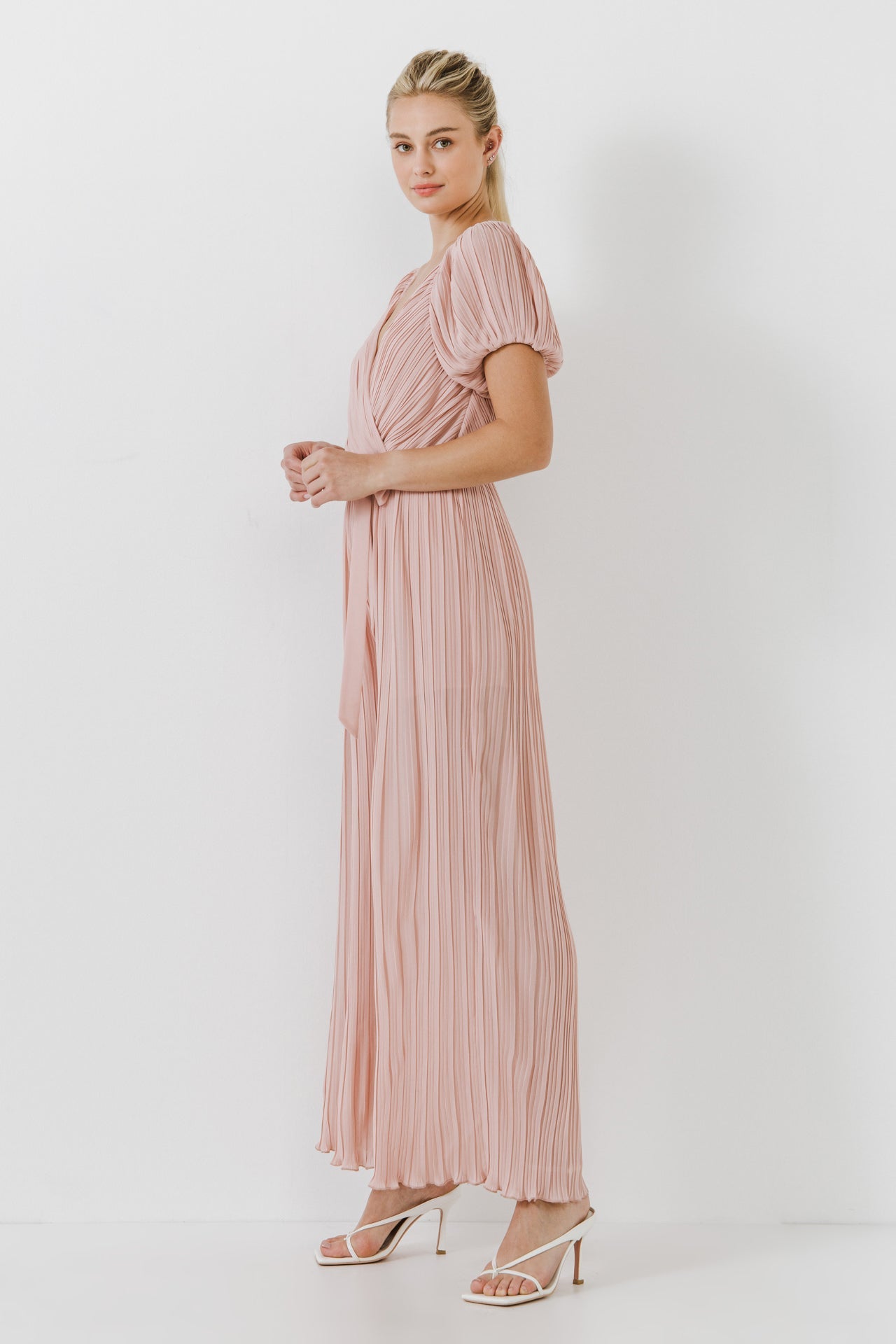 Pleated Surplice Jumpsuit