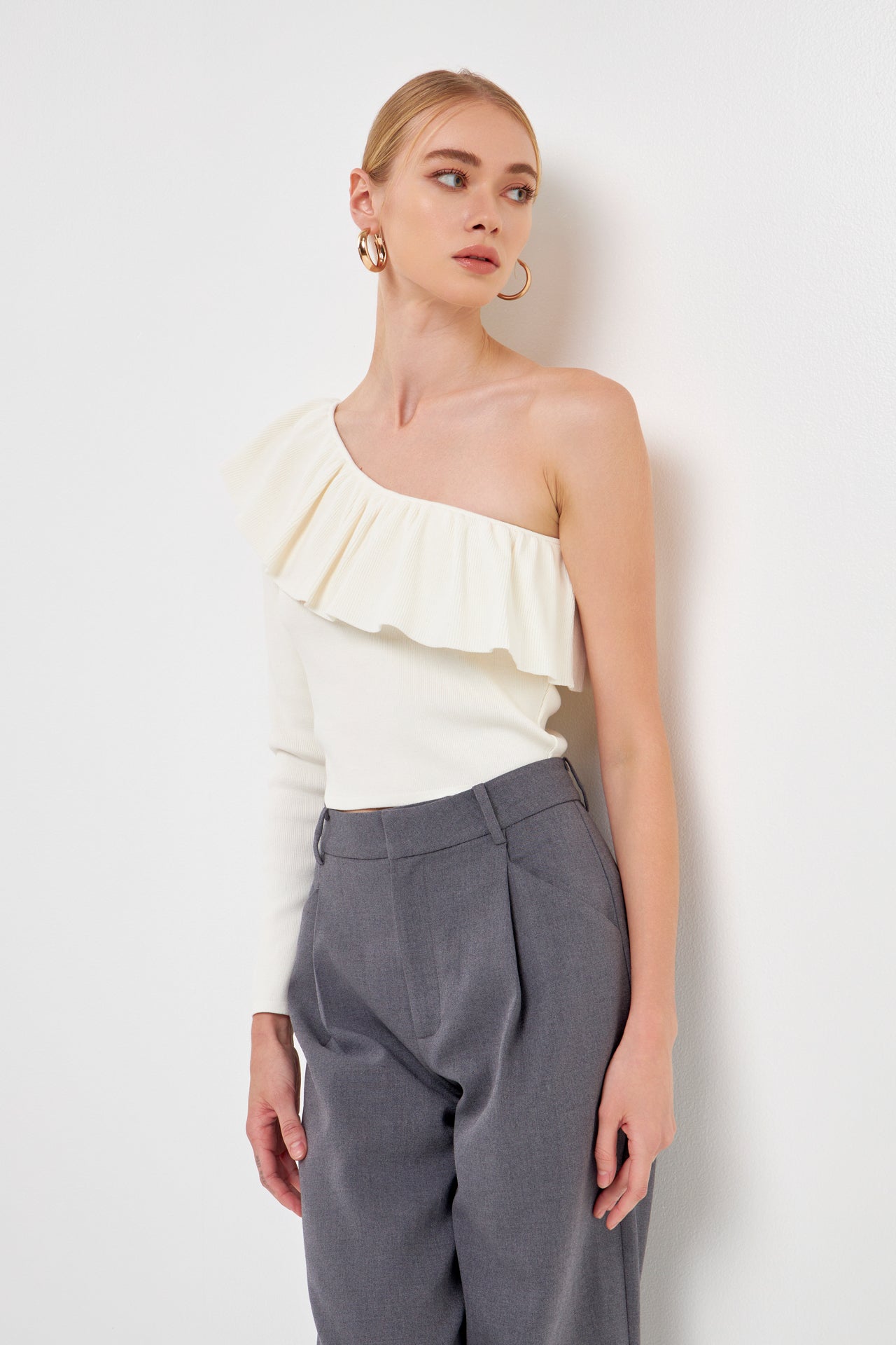 One Shoulder Top With Ruffle