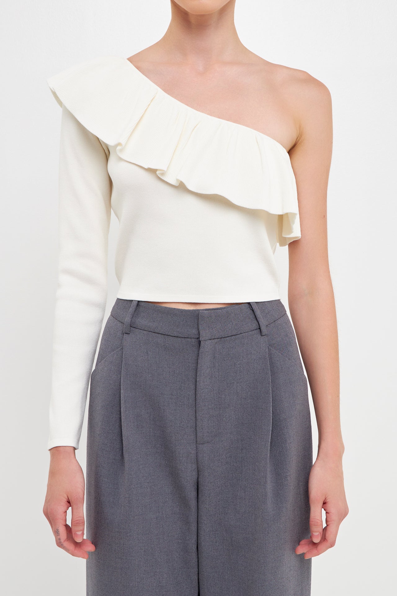 One Shoulder Top With Ruffle