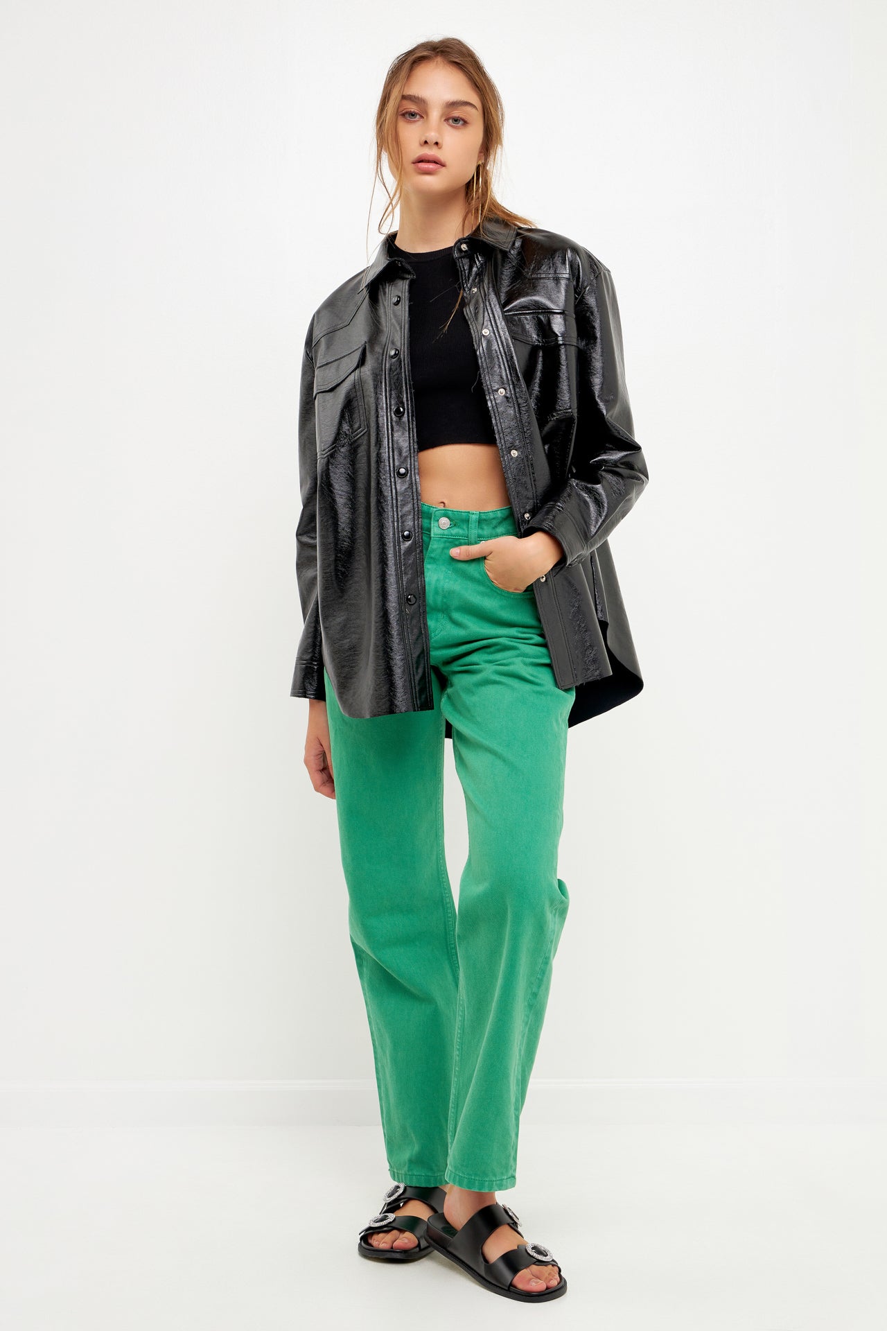 Color Full Length Wide Leg Jean