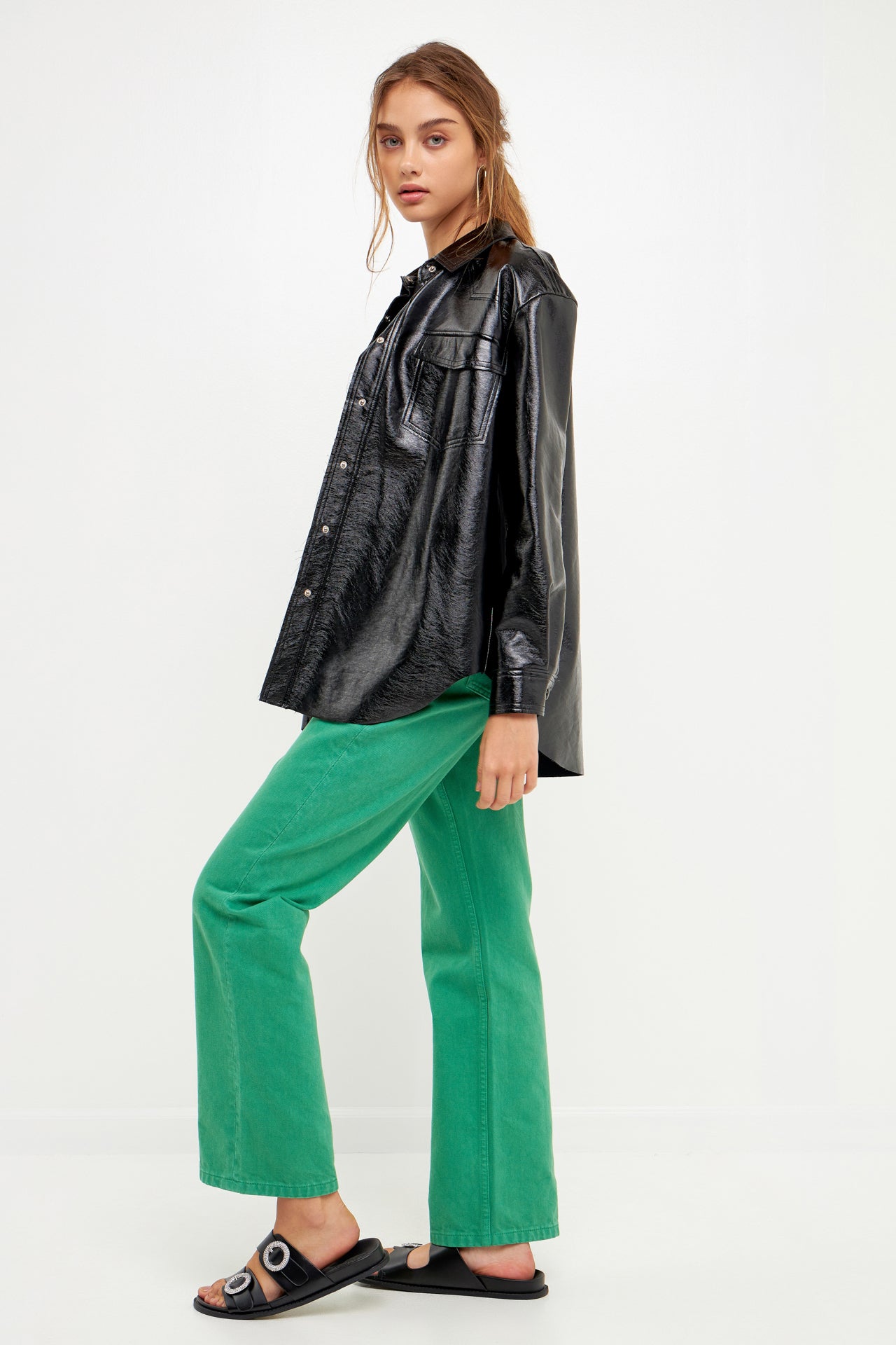 Color Full Length Wide Leg Jean