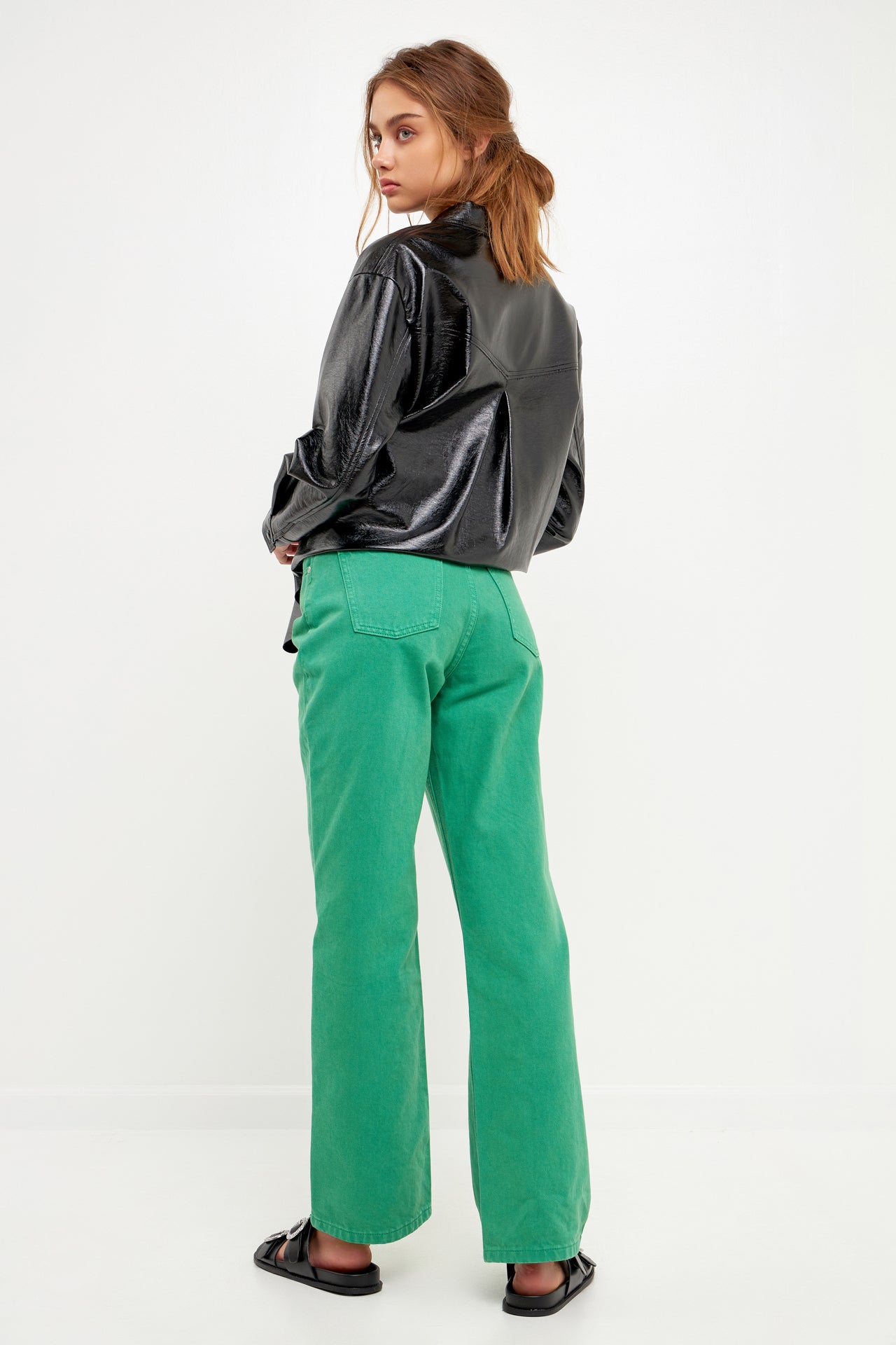 Color Full Length Wide Leg Jean