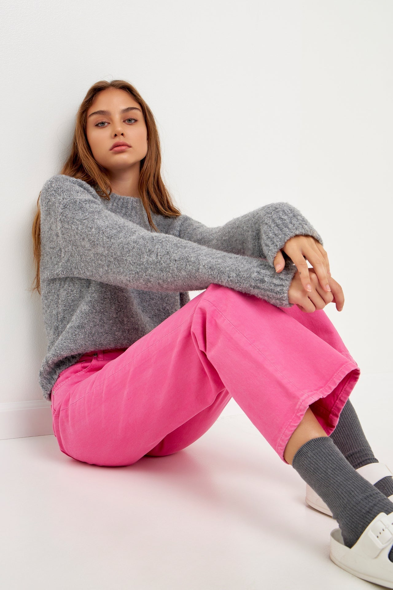 Color Full Length Wide Leg Jean