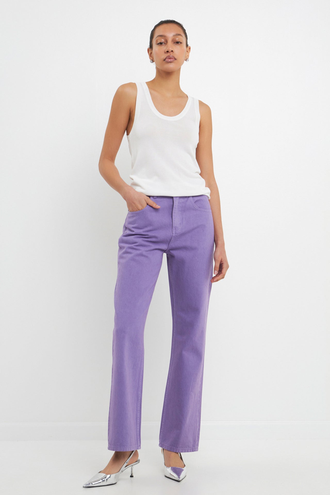 Color Full Length Wide Leg Jean