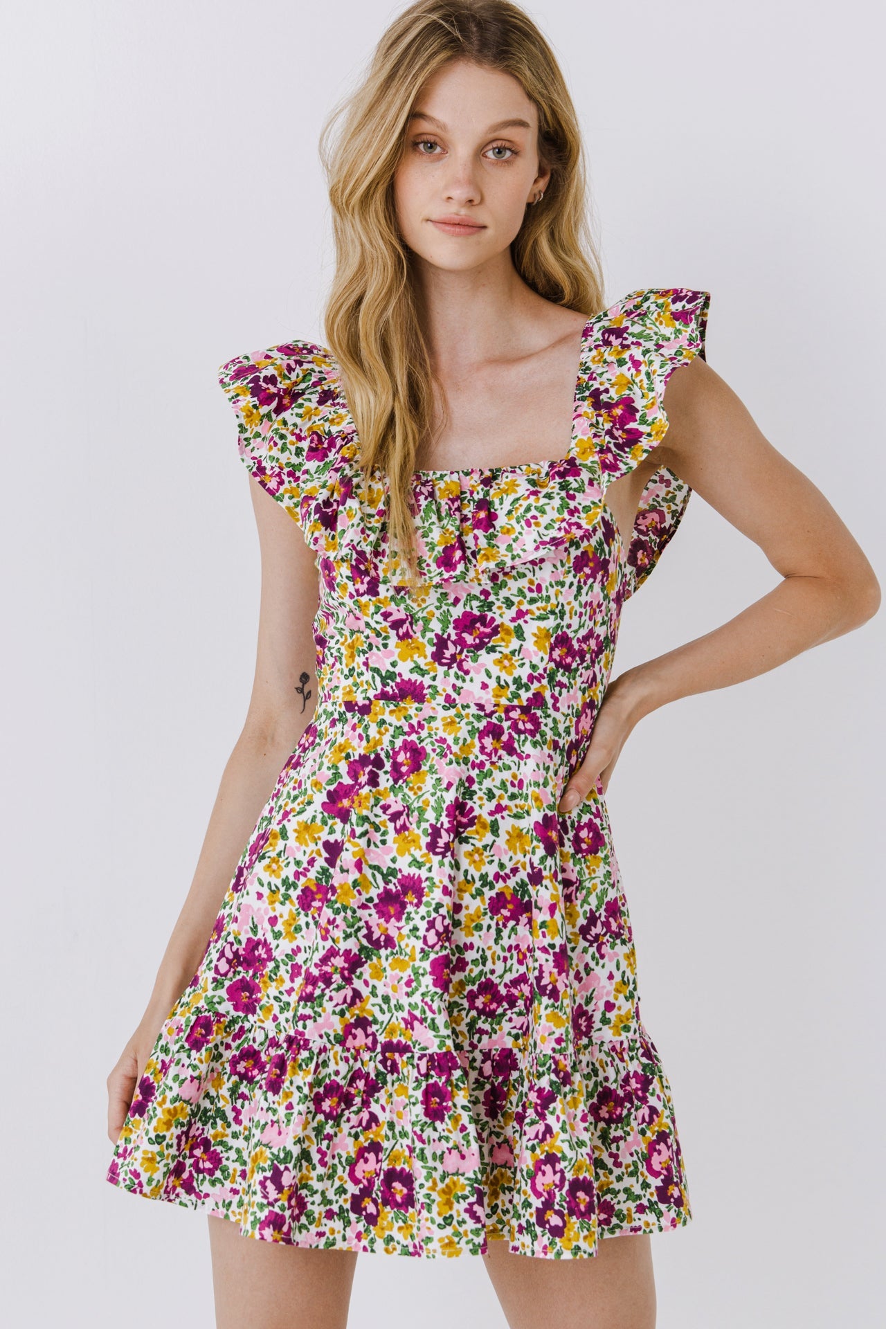 Floral Print Ruffled Dress