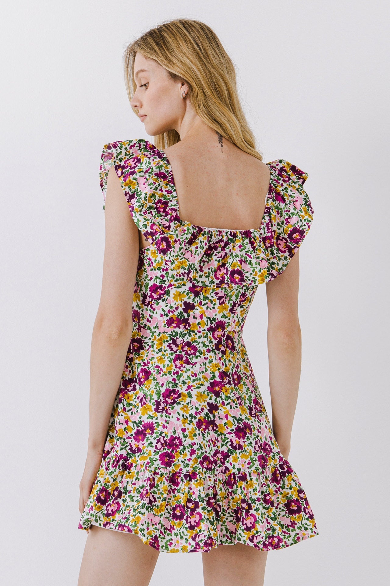 Floral Print Ruffled Dress