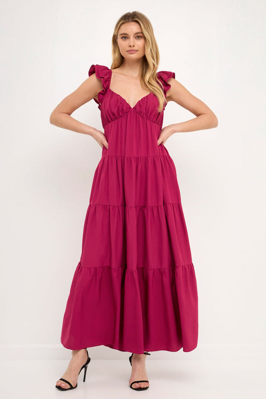 Ruffle Sleeve Maxi Dress