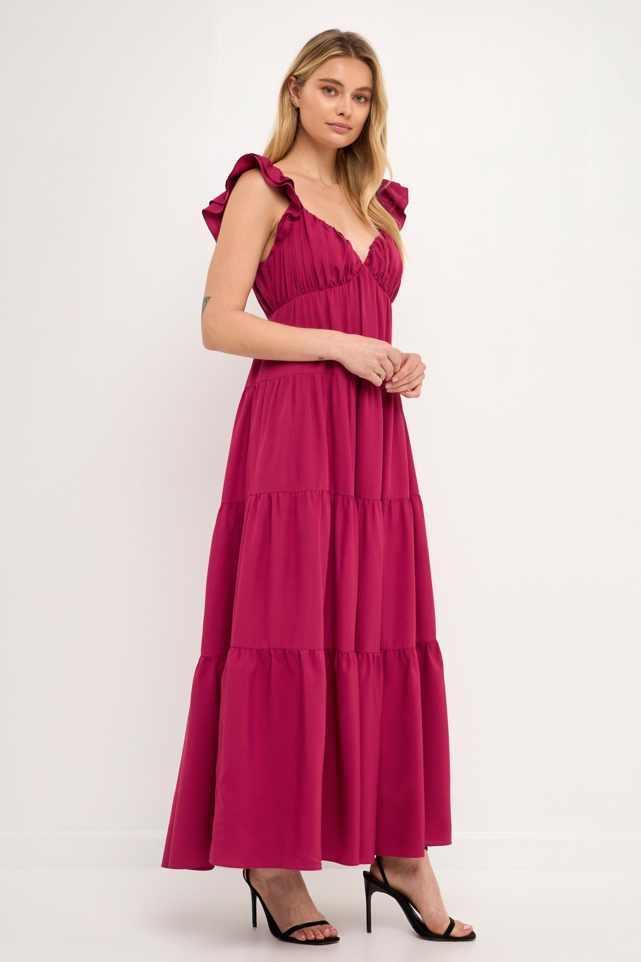 Ruffle Sleeve Maxi Dress