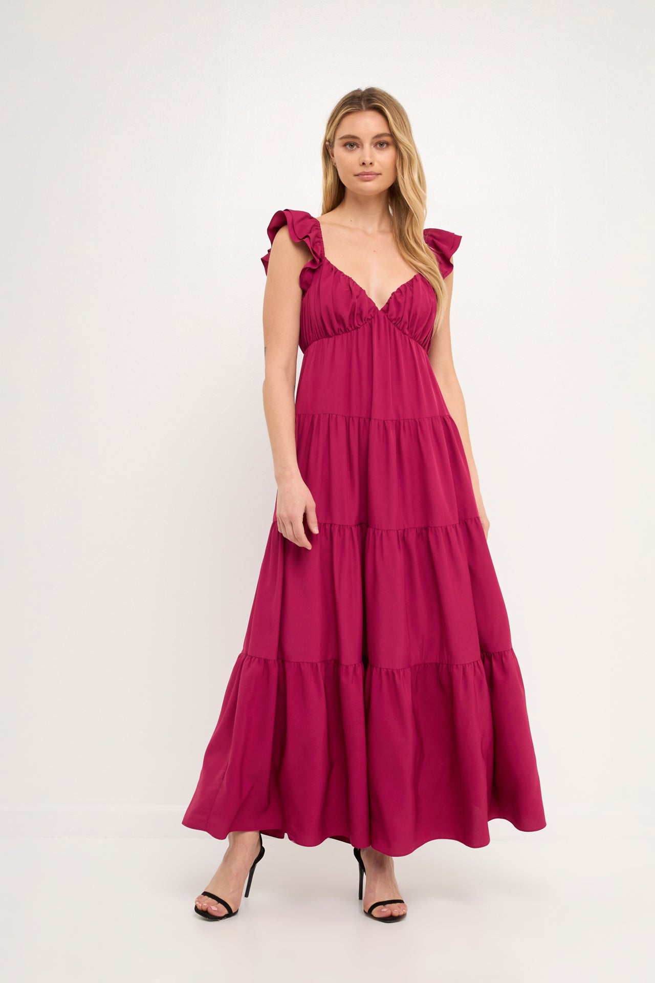 Ruffle Sleeve Maxi Dress