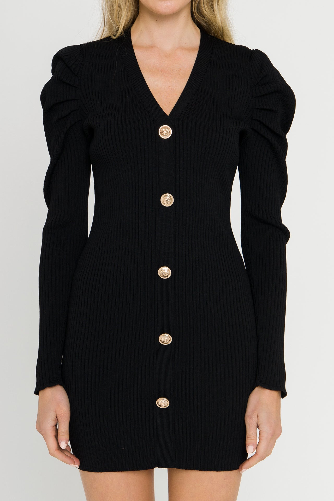 Plunging V-Neck Knit Dress