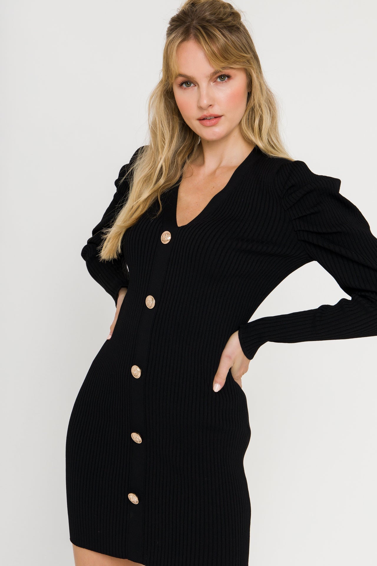 Plunging V-Neck Knit Dress