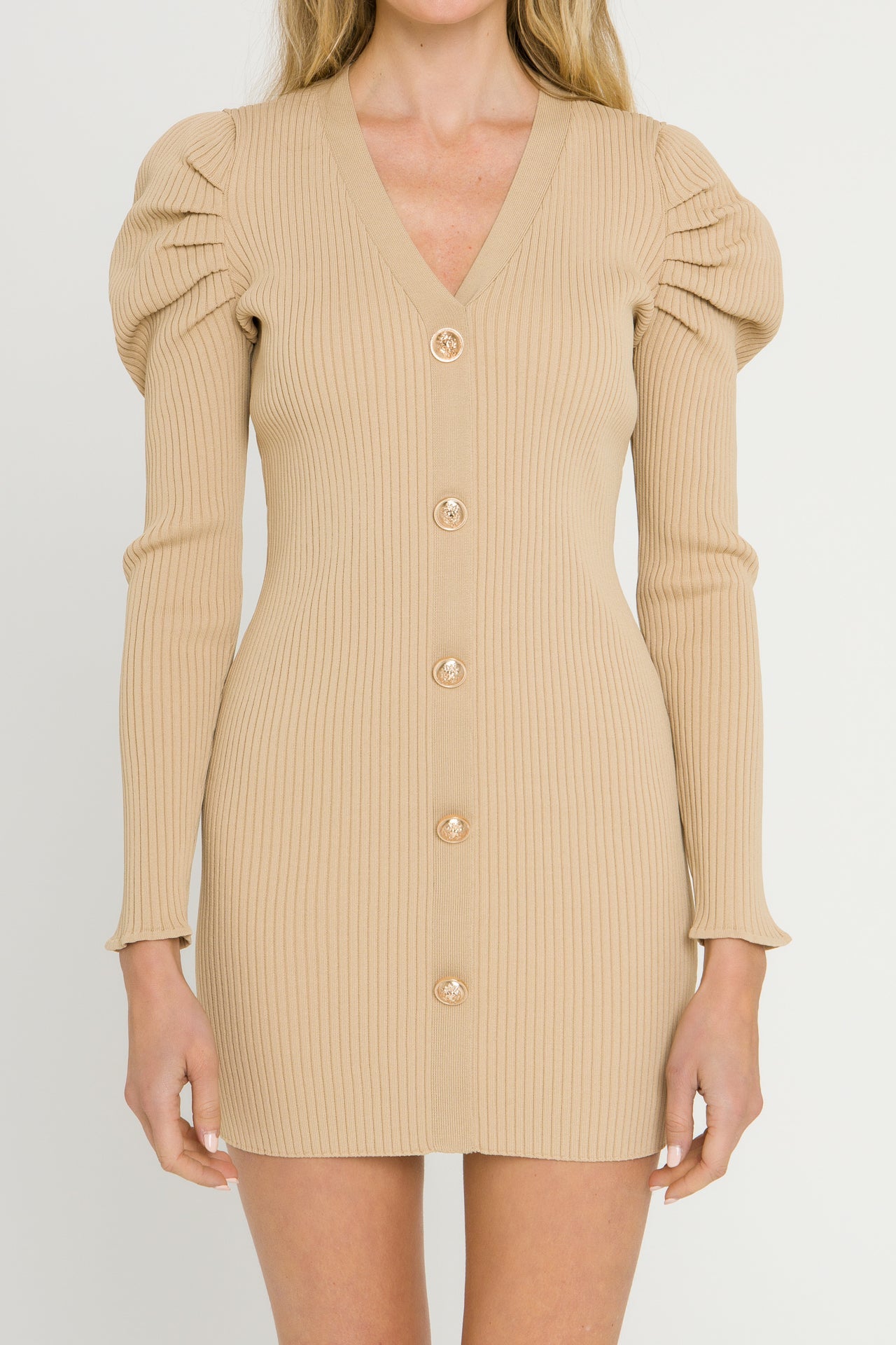 Plunging V-Neck Knit Dress