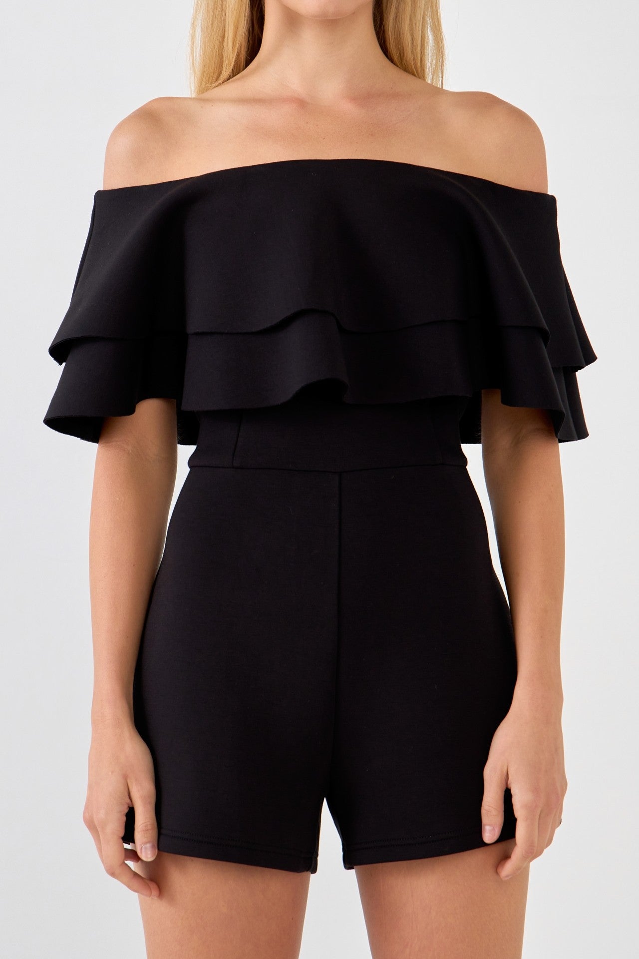 Off the Shoulder Ruffled Romper